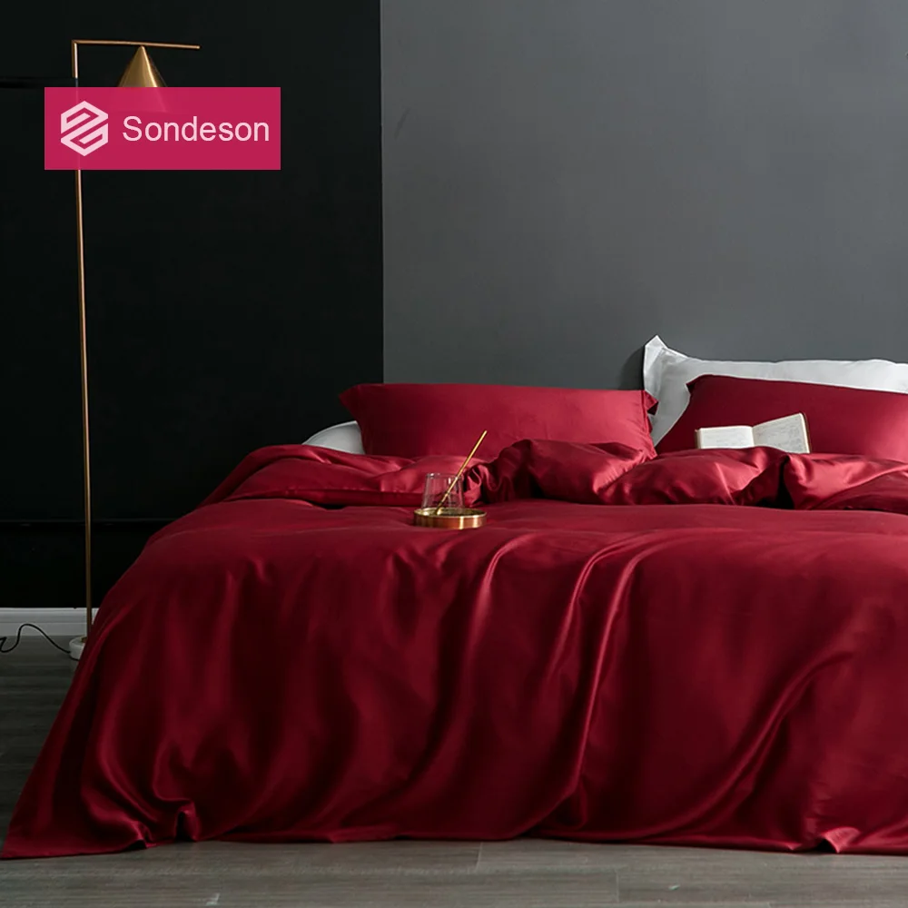 Sondeson роскошный комплект постельного белья из 100% шелка винно-красного цвета 25
