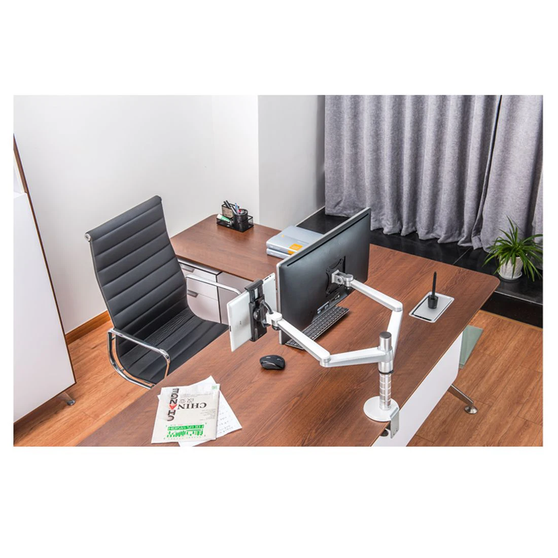 XT-XINTE Aluminum Alloy Double-section Arm Combined Bracket Adjustable For Monitor 9-10 inch Tablet PC Desktop Laptop Notebook