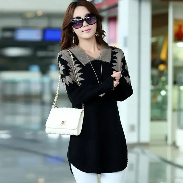 Женское платье свитер новинка 2020 длинный пуловер тонкий с длинным рукавом