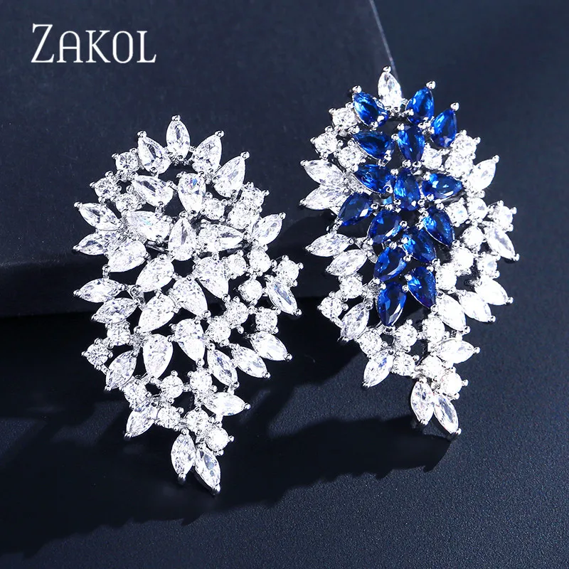 ZAKOL модные броши в виде листьев из циркония блестящий кристалл инкрустация