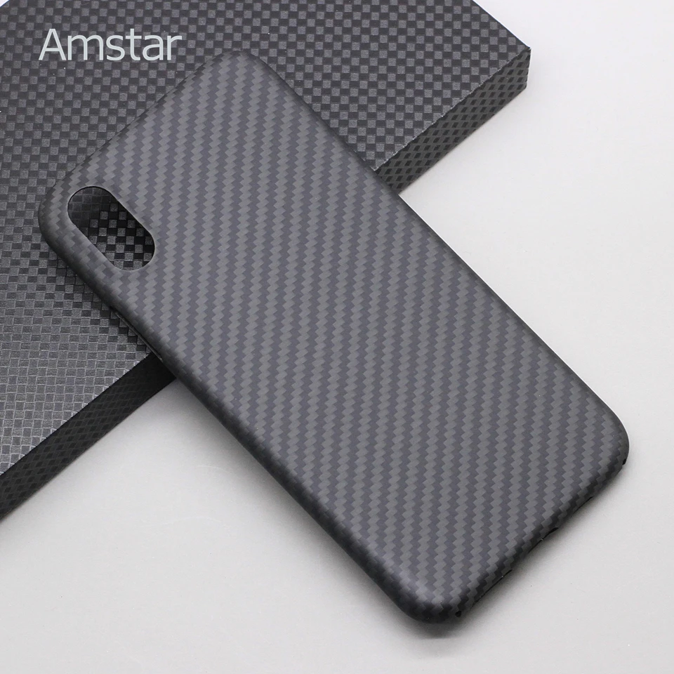 Жесткий чехол Amstar для iPhone X / XS XR Max Ультратонкий из чистого углеродного волокна -