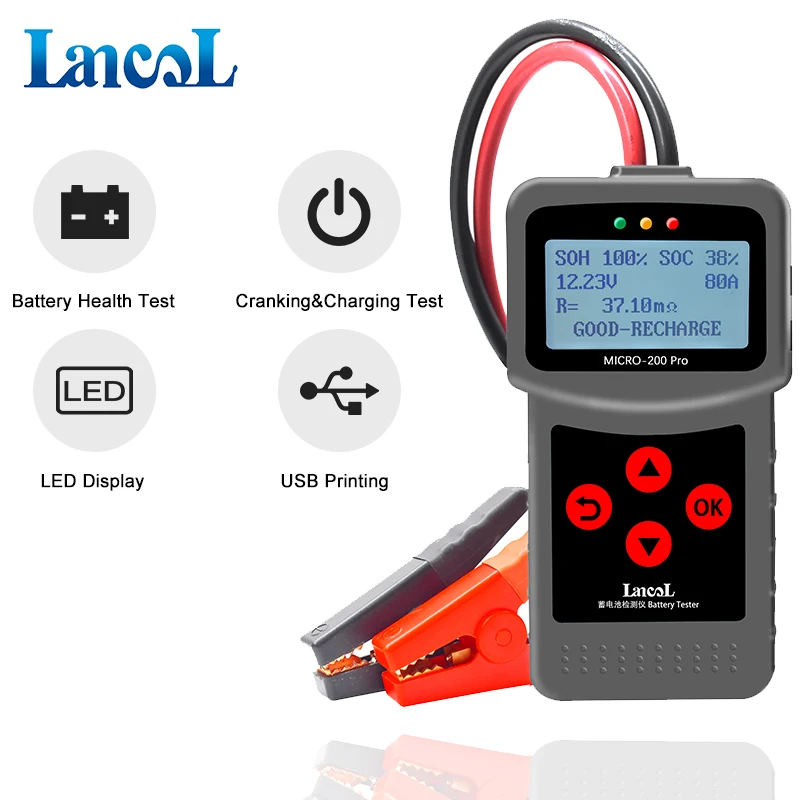 Тестер емкости аккумулятора Lancol Micro200Pro, 12 В, автомобильный тестер емкости аккумулятора для гаража, мастерской, механические инструменты для авто - изображение