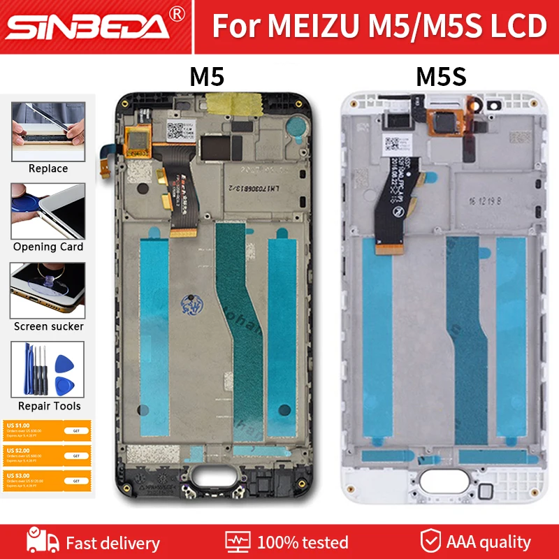 5 2 &quot100% протестированный ЖК + рамка для MEIZU M5S M5 Мини дисплей сенсорный экран AAA