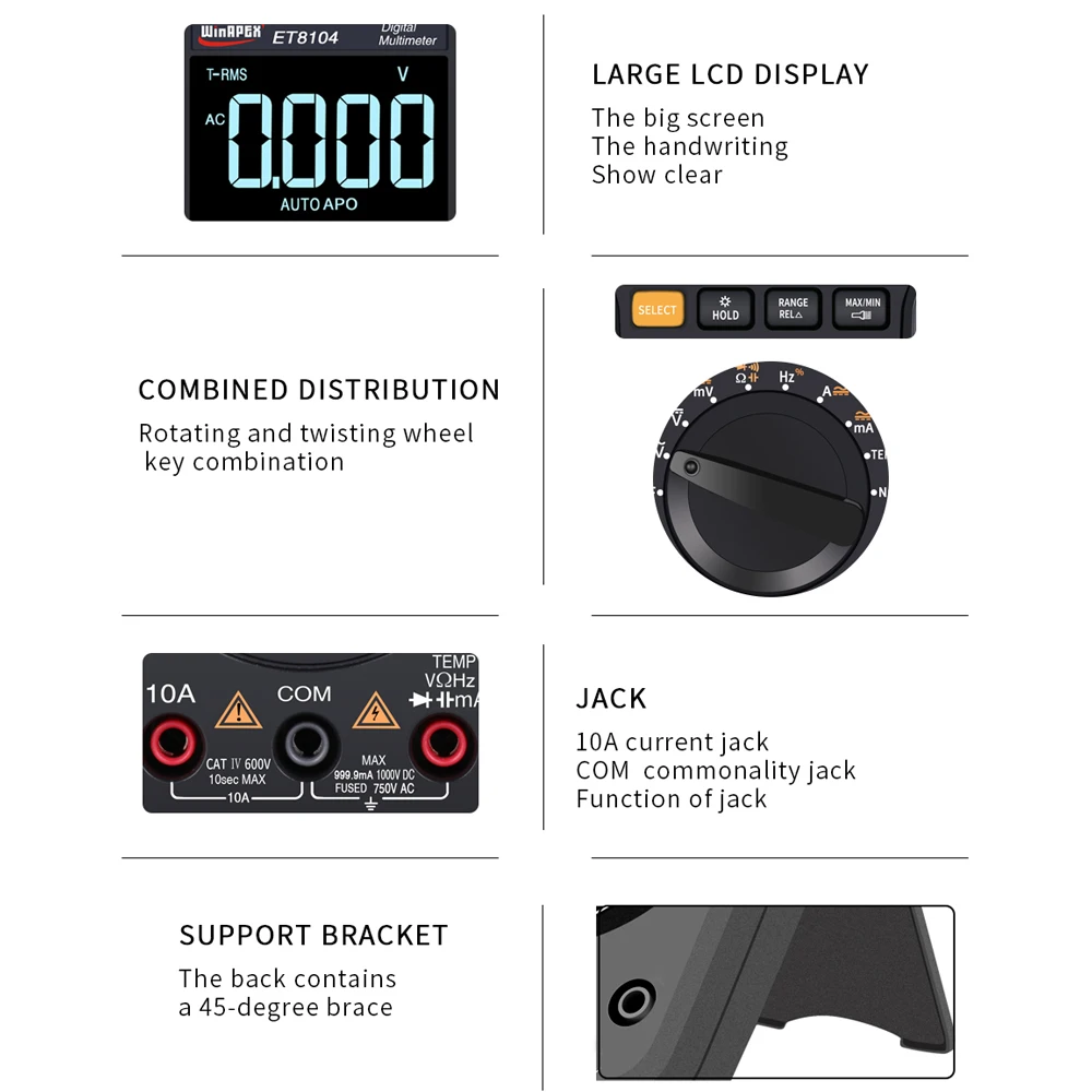 ET8104 ЖК дисплей с цветным экраном портативный автоматический измерительный