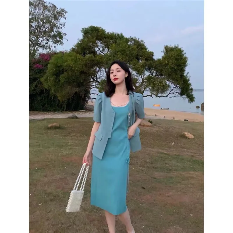 

6683 Print Knit Bodycon Dress Women Green Y2K Summer Hollow Out Sexy Sleeveless Spaghetti Strap Beach Midi Dresses Party