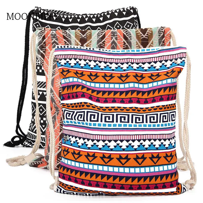 

National Women Canvas Drawstring Backpack Newest Vintage College Students School Bagpack Girls Mochila Feminina Sack Bag