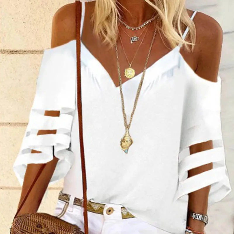 

Summer Off Shoulder Women Beach Blouse Sexy V Neck Floral Print Shirt Blusa Elegant Short Sleeve Sheer Mesh Backless Tops Shirts