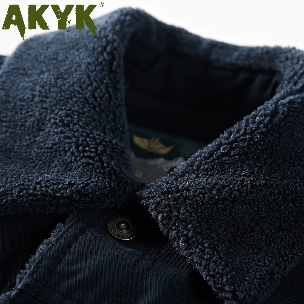 AKYK 2019 new winter Lapel men's cotton jacket loose large casual pure cotton coat