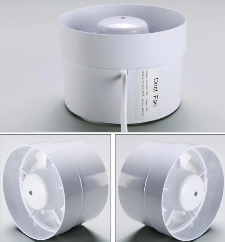 

Low Noise ABS Round Duct Fan Booster Exhaust Ventilator Ventilation Vent Air for Window Wall Bathroom Toilet Kitchen