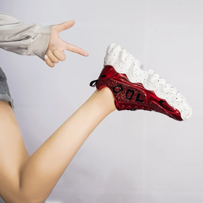 

2021 Spring Running Shoes For Women Gold Purple Girls Gym Shoe Thick Bottom Women Jogging Shoes Luxury Brand Ladies Sneakers