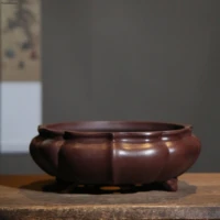 2021 new purple sand flower pot round chinese traditional multifunctional desktop succulent flowerpot bonsai pot with hole lc311