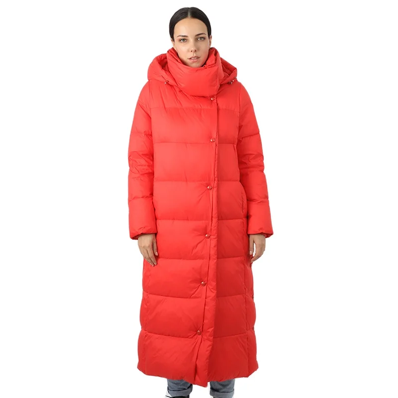 Women's Long Down Jacket Parka Outwear With Hood Quilted Coat Female Office Lady Cotton Clothes Warm Fashion Top Quality 19-079