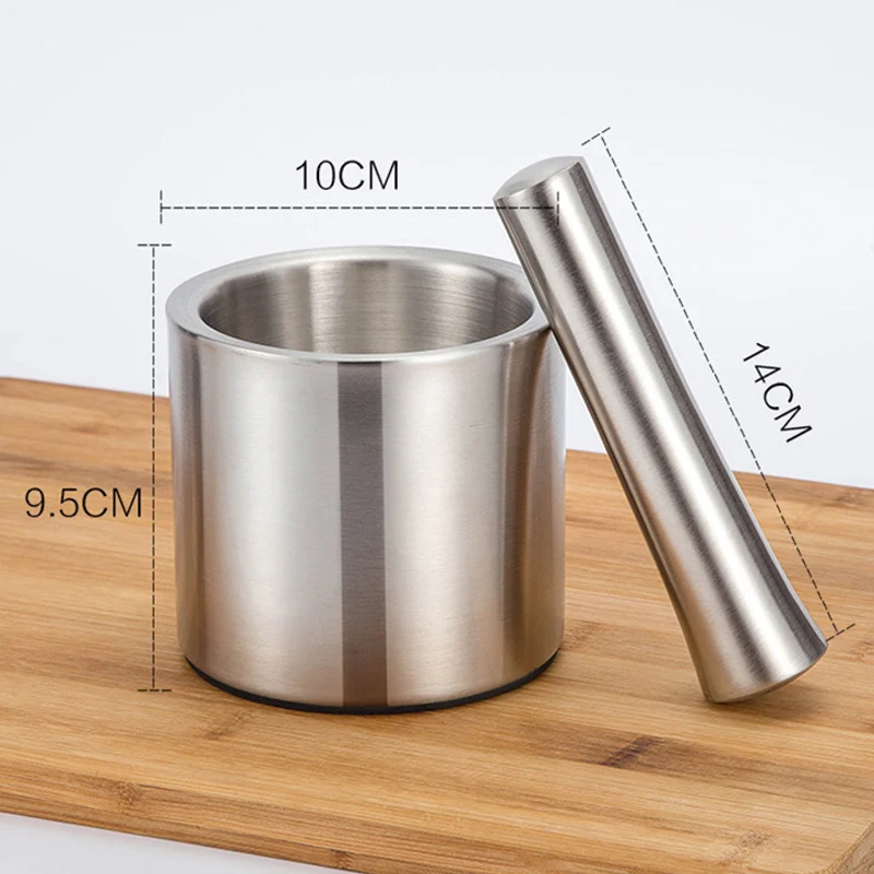 

Leeseph Mortar and Pestle Sets - 18/8 Brushed Stainless Steel Manual Spice Grinder/ Herb Bowl