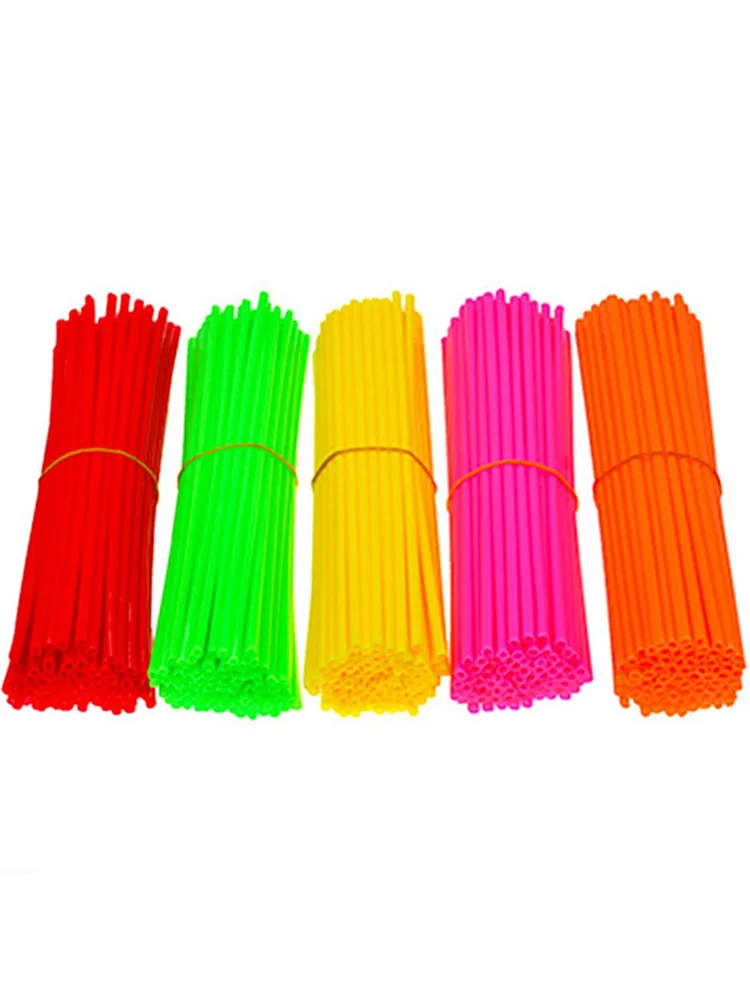 72 Buah/Set 24Cm Sepeda Berbicara Fluoresensi Klip Tabung Pelek Roda Sepeda Penutup Kawat Baja Jari-jari Motor Aksesori Peringatan