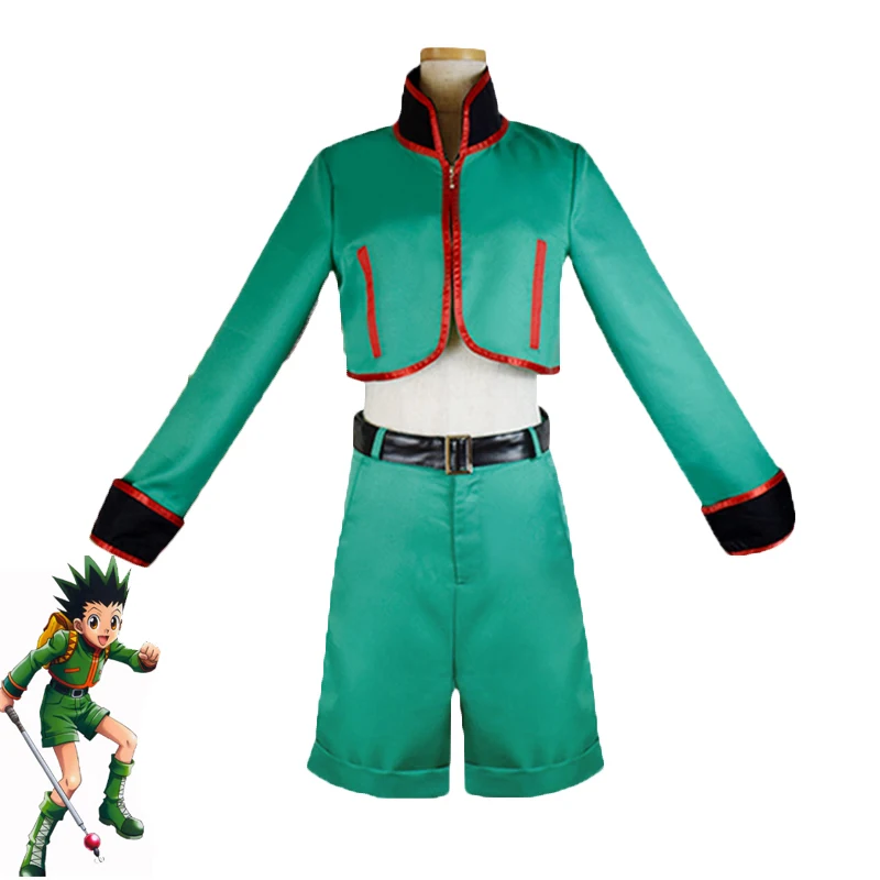 Anime Hunter X Gon Freecss Cosplay Costumes Top + pants belt Full Set for Party Customized Halloween Suit Adult | Тематическая