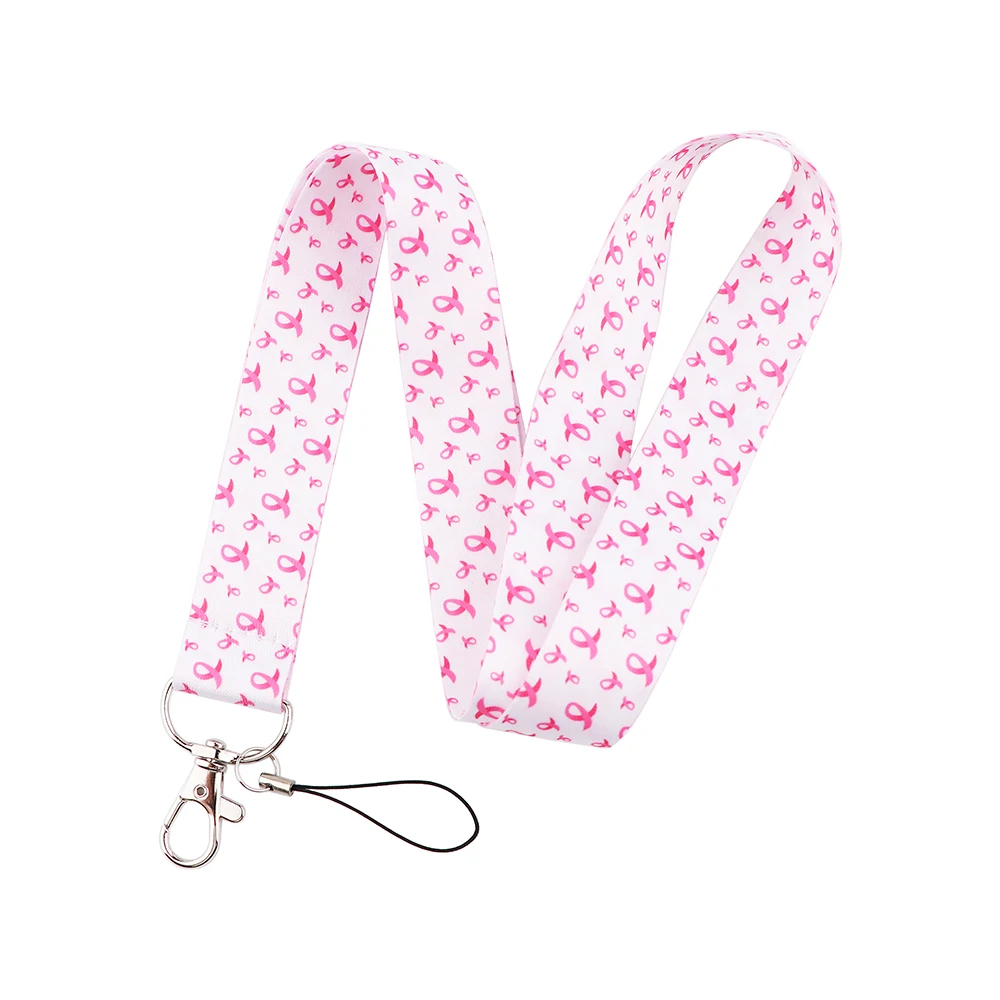 

FD0695 Prevention Of Breast Cancer Lanyard For Keys Mobile Phone Hang Rope Keycord USB ID Card Badge Holder Keychain Lanyards