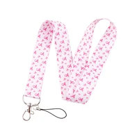 fd0695 prevention of breast cancer lanyard for keys mobile phone hang rope keycord usb id card badge holder keychain lanyards