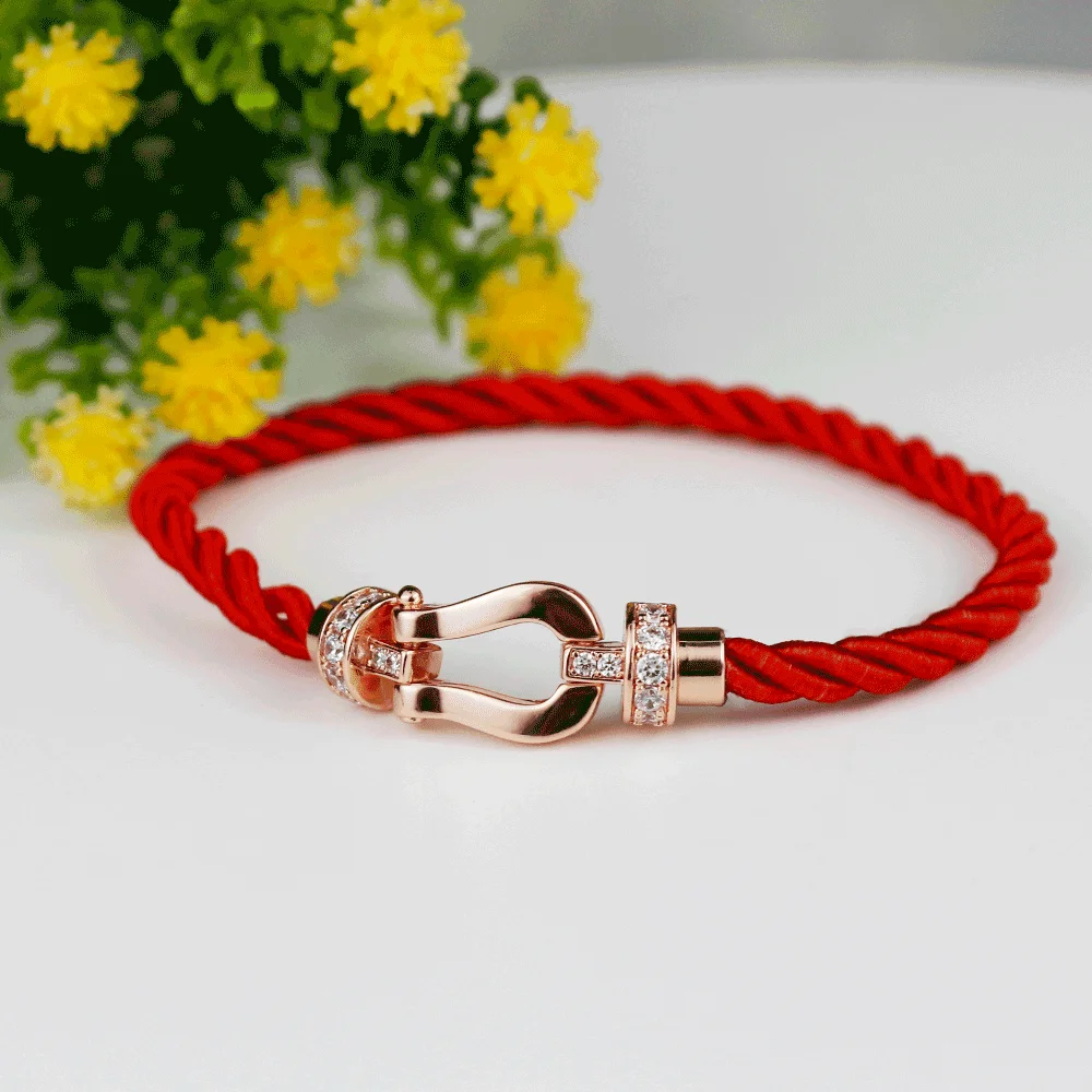 

WPB Bracelets premium quality emblem logo Original1:1 logo "Shining horseshoe shape red rope" Bracelets fred jewelry