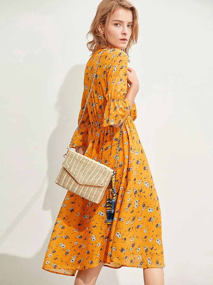 Женское шифоновое платье Amii элегантное с цветочным рисунком и v образным вырезом