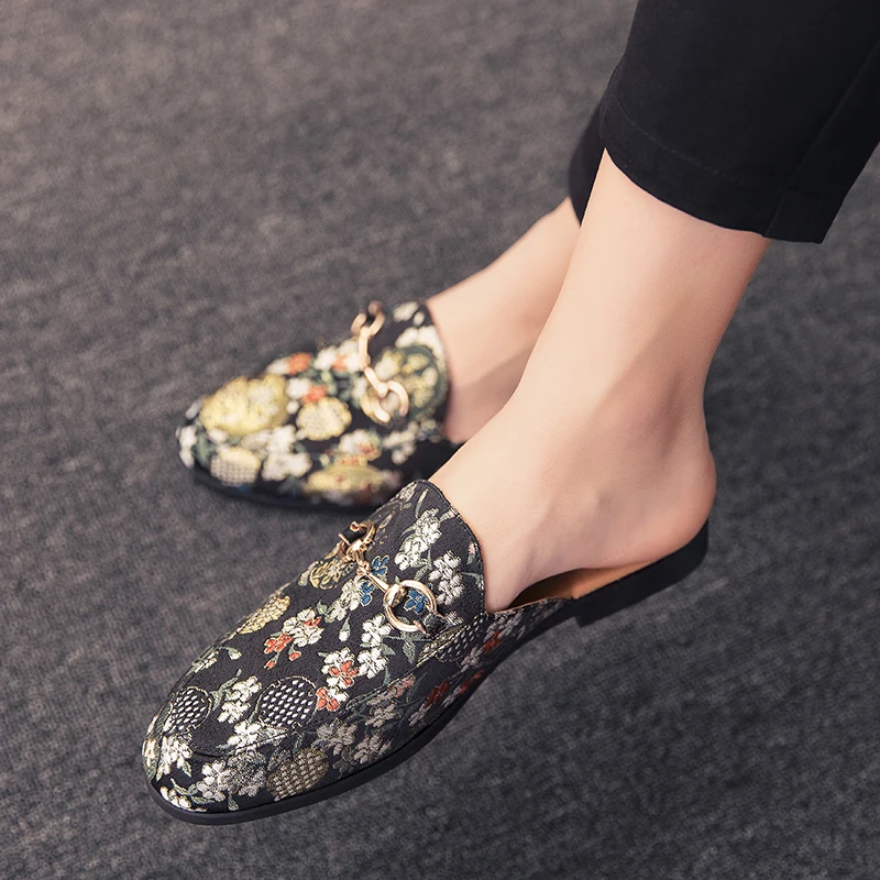 

Summer Man Half Slippers Blue Men Youth Casual Shoe Popular Mens Fashion Footwear Half Drag Flats Men Shoe Brand Loafers Mens