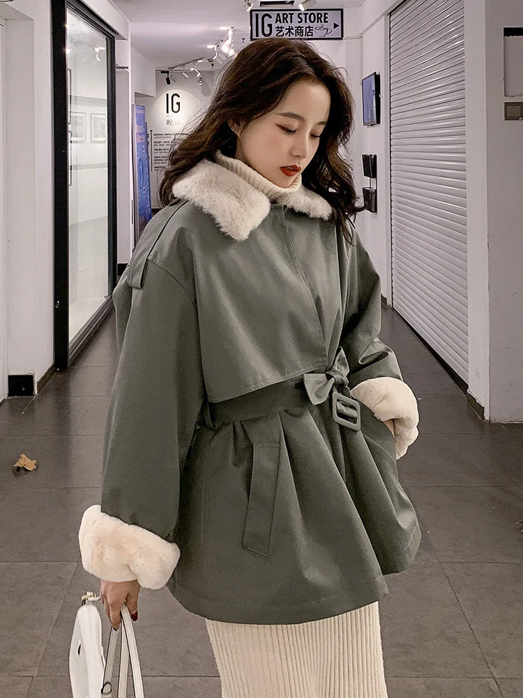 

Manteau Femme Hiver 2021 Winter New Windbreaker Parka The Female Ins Hong Kong Wind Plus Velvet Thick Short Padded Jacket Tide
