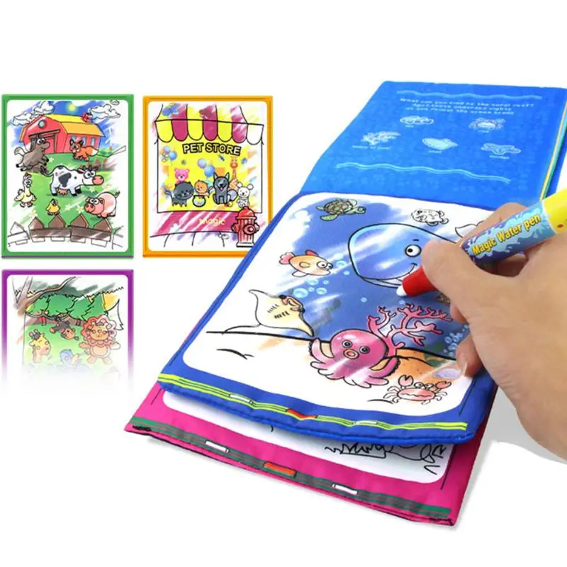 

Kids Educational Toy Magic Water Drawing Book Kids Animals Drawing Book with Magic Pen Baby Painting Board Coloring Drawing Toys