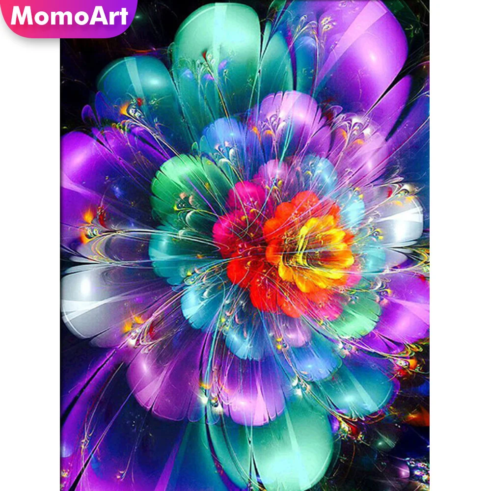 

MomoArt Алмазная Цветочная мозаика красочная квадратная Алмазная вышивка, абстрактная Мозаика из бисера, вышивка крестиком, украшение для сте...