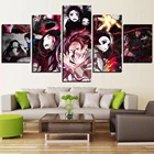 Современная Картина на холсте, домашний декор, 5 панелей, настенное искусство, рассекающий демонов киметасу,  Yaiba, HD печатные картины, аниме постер для гостиной