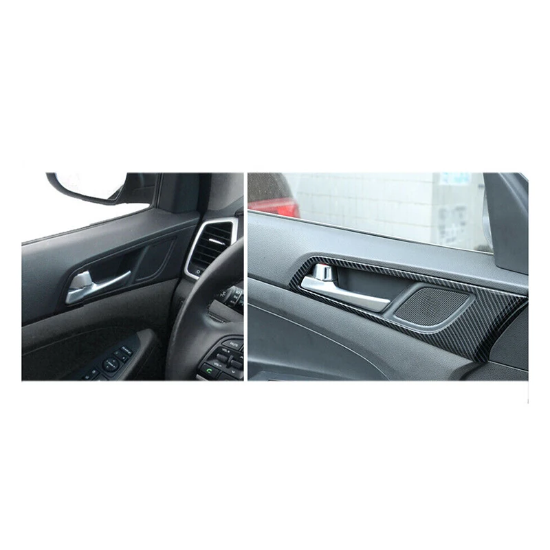 

for Hyundai Tucson 2015-2019 Carbon Fiber Interior Door Handle Bowl Frame Cover Trim Decorative