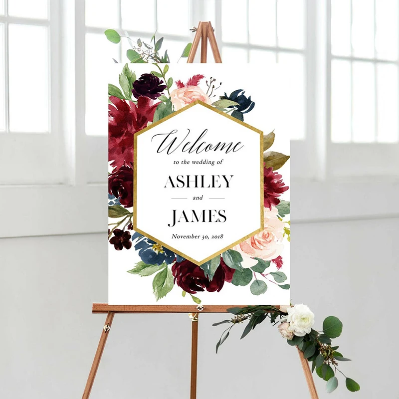 Индивидуальный Свадебный знак с цветочным принтом Добро пожаловать на свадьбу