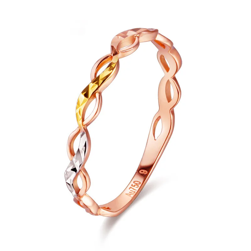 2019 Лидер продаж 18K настоящий чистый однотонный Золотой AU750 многоцветные кольца с