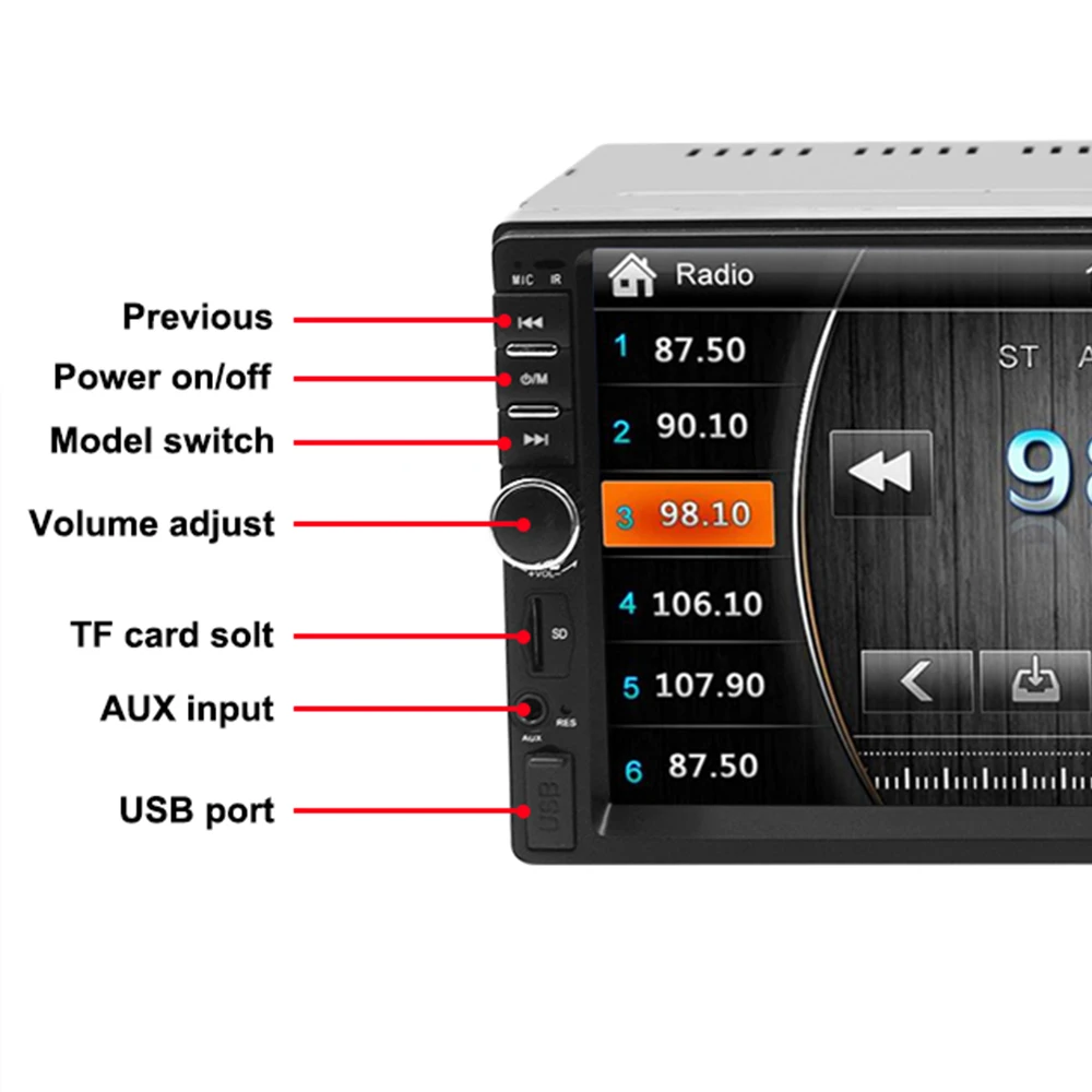 7 дюймов 2Din сенсорный Экран FM TF автомобиль радио Bluetooth стерео MP4 MP5 мультимедия