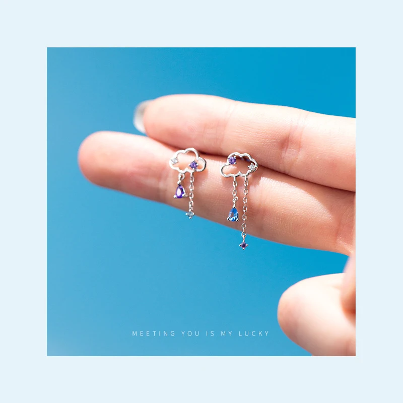 Colusiwei 100% стерлингового серебра 925 красочные облака Висячие серьги для женщин