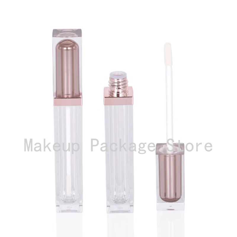 

10/30/50pcs 6-7ml Empty Gold Square Lip Gloss Bottle Makeup DIY Lip Glaze Tube Cosmetics Refillable Container Shell Packaging