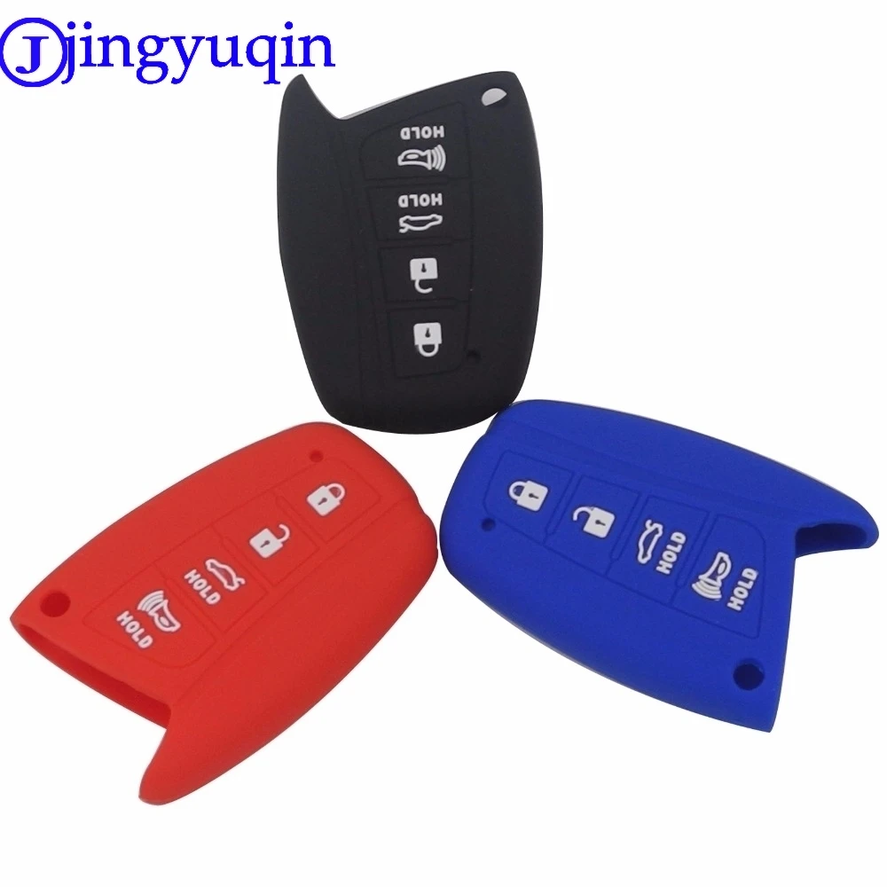 jingyuqin Remote 4 Buttons Silicone Car Key Fob Case Cover For Hyundai Solaris Ix35 Ix45 Accent Santa Fe Tucson|car key case cover|fob coversilicone