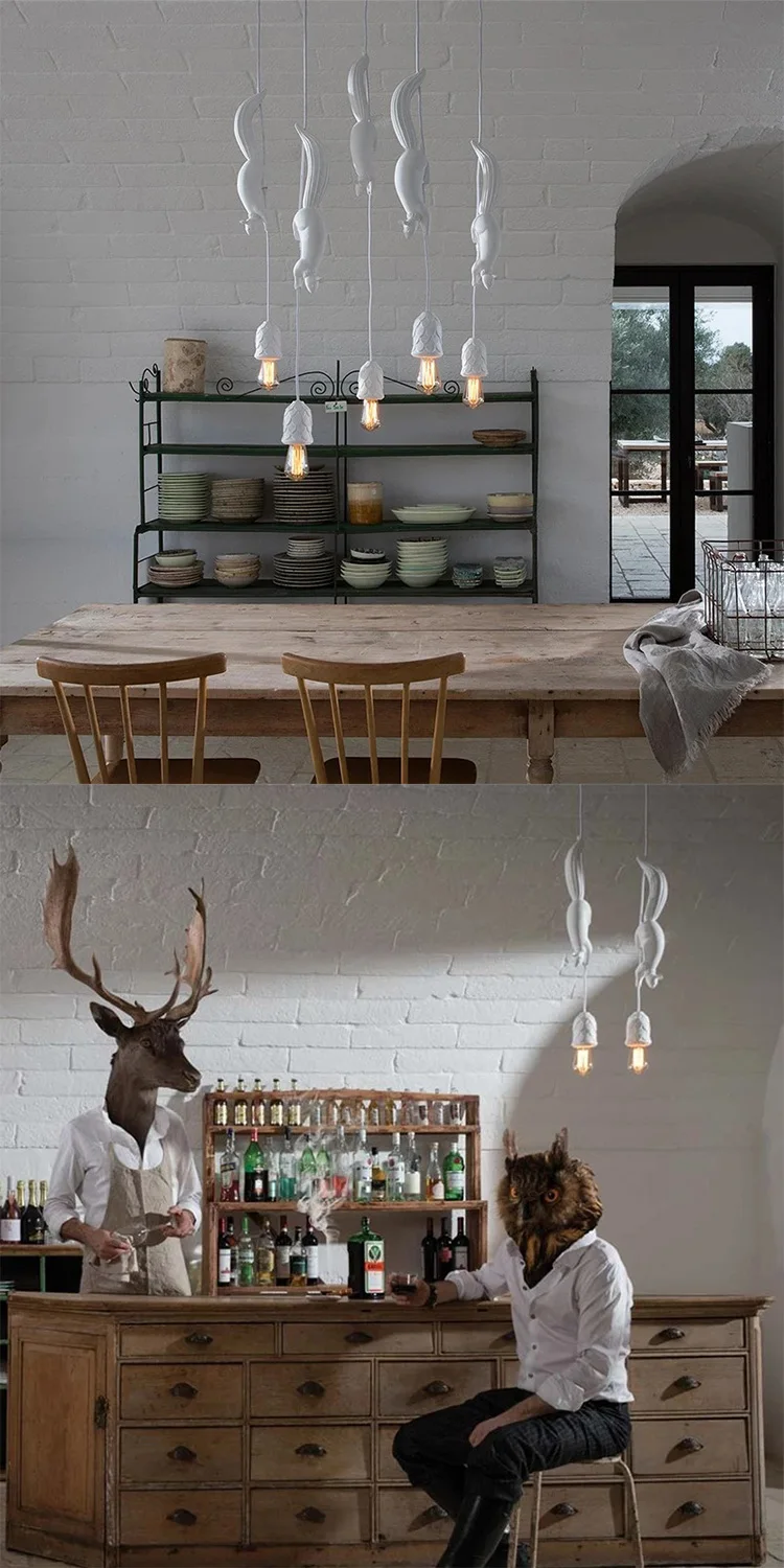 Светодиодные подвесные светильники в скандинавском стиле из смолы виде белки