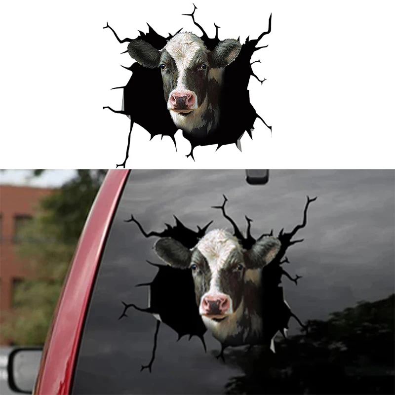 Забавная водостойкая Наклейка на стекло с изображением собаки коровы поросенка