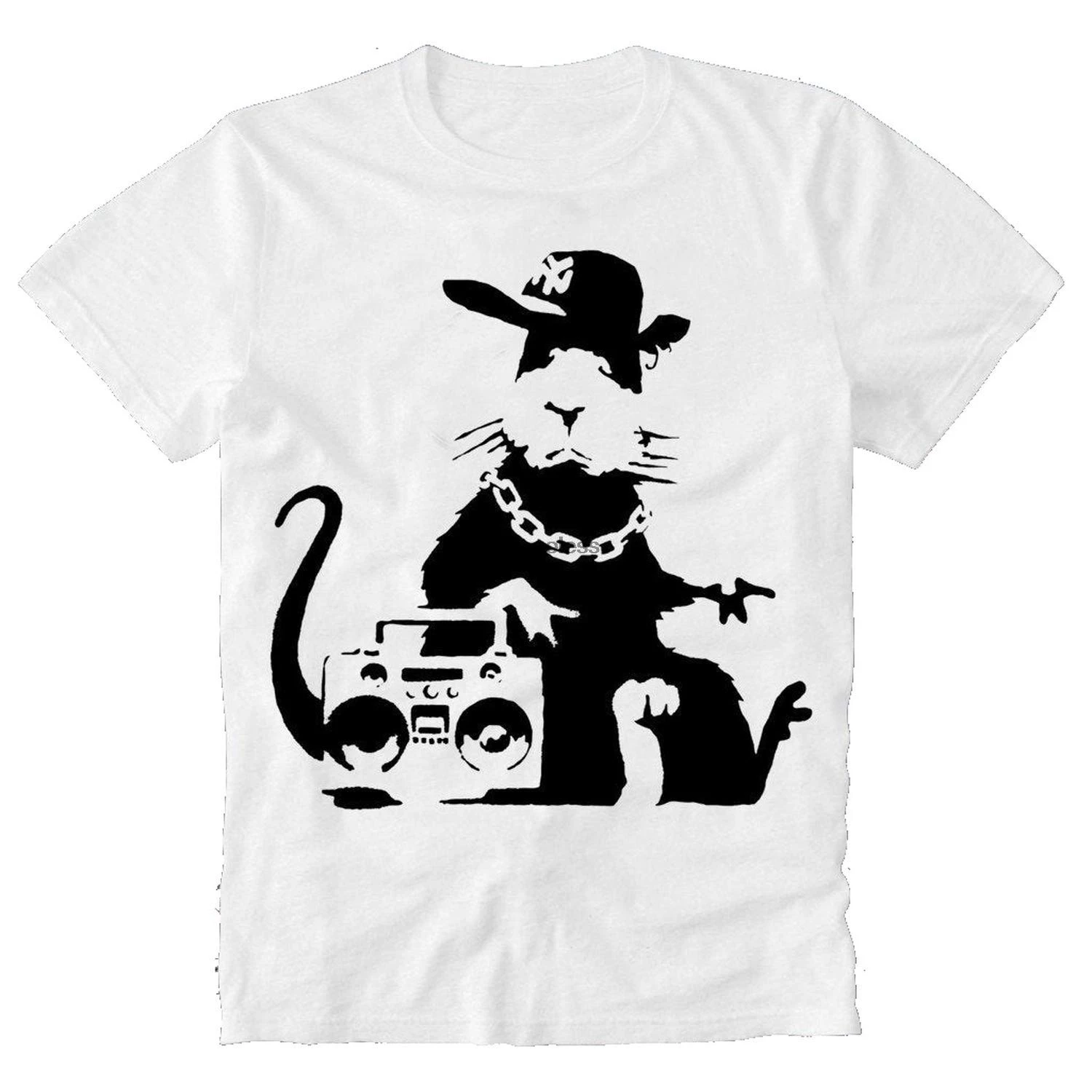 Футболка в стиле хип-хоп крыса гетто бластер бумбокс гангста Бан-Кси графитовые