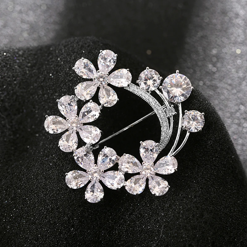 Винтажная брошь-венок с кристаллами высокое качество стразы из циркона