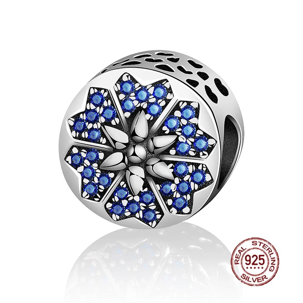 

NEW Original Design 100% 925 Sterling Silver Charm Blue Jasmine Gem Charm Beaded Women Fashion Jewelry 2241-2260