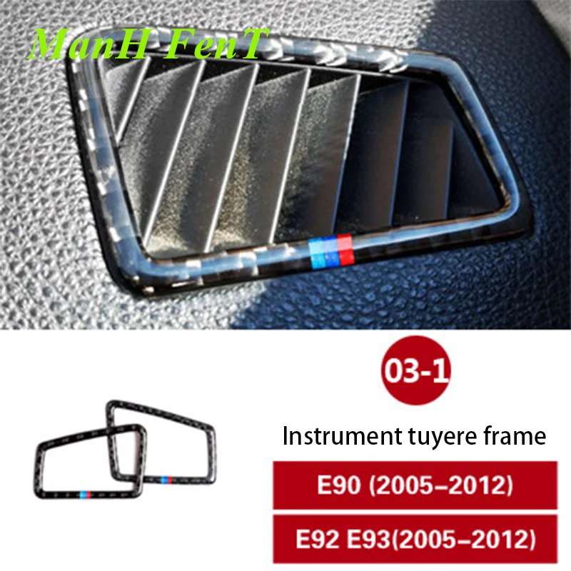 

For BMW E90 E92 E93 Dashboard Air Outlet Frame Real Carbon Fiber Interior Accessories Car Decoration 3D Sticker 2005-2012
