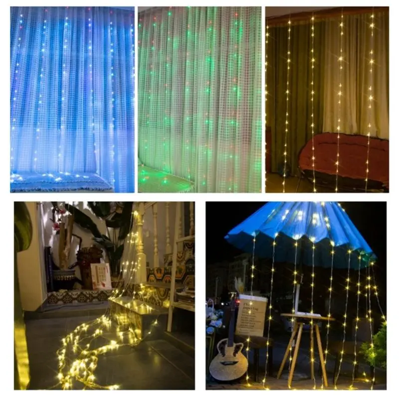 

118.11x118.11 Inch 320 LED Colorful Waterfall Lights String EU Plug Curtain Lamp