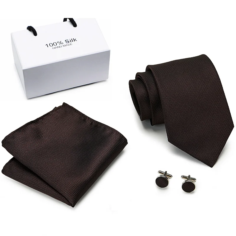 Мужской классический комплект из галстука и запонок черный синий или зеленый