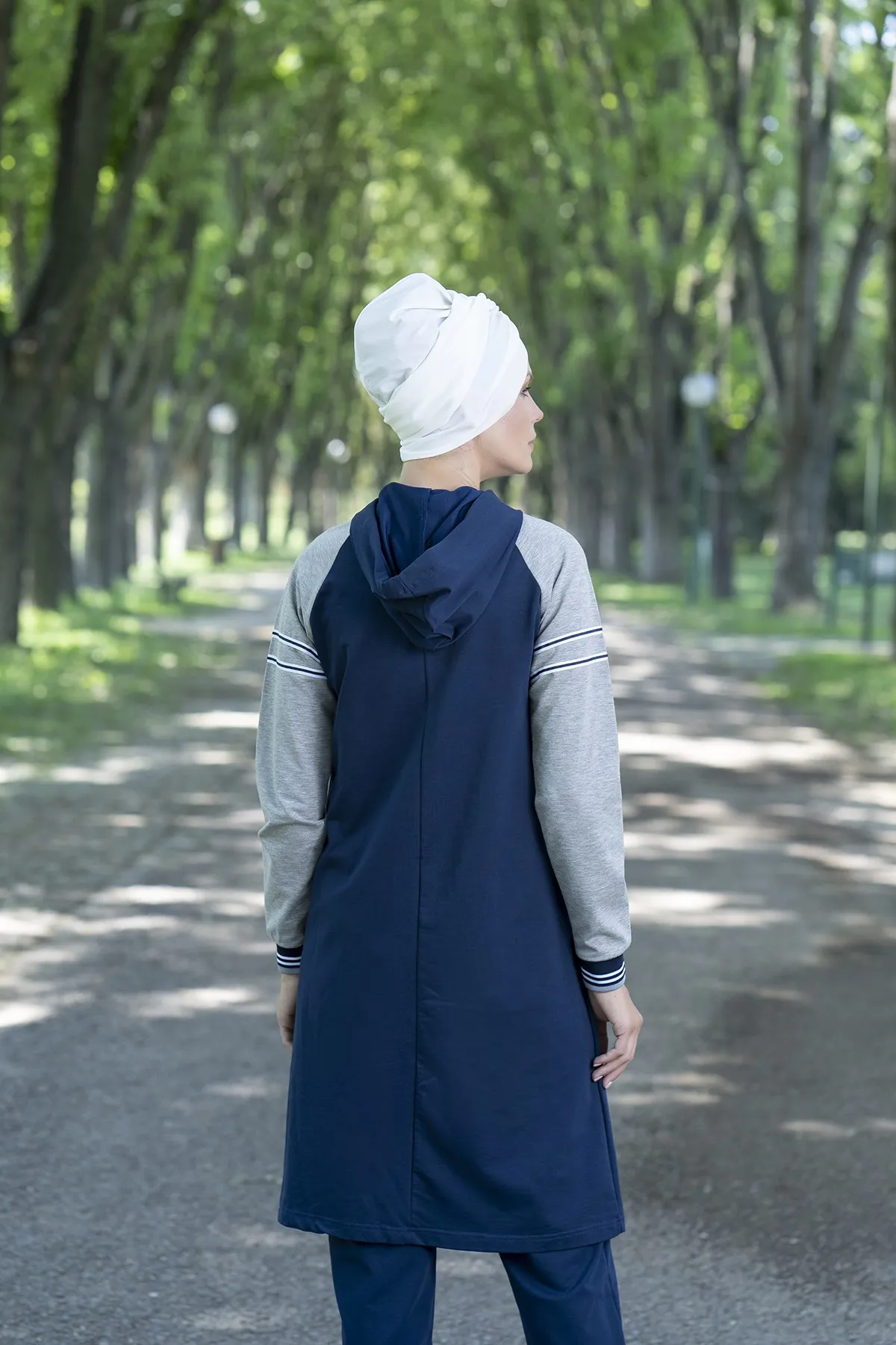 Eofashion мусульманская спортивная одежда темно синий с длинным рукавом хлопковый