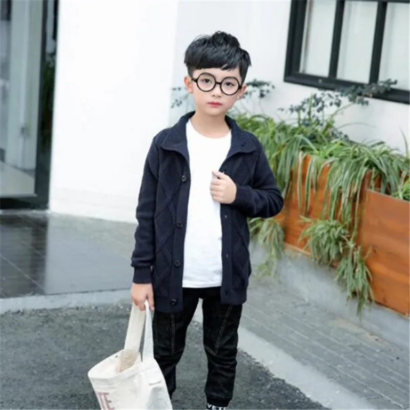 Осенне-зимний Кардиган для мальчиков; Хлопковый вязаный Детский жакет; Детский свитер; пальто; кардиган для мальчиков; куртки; Одежда для мальчиков
