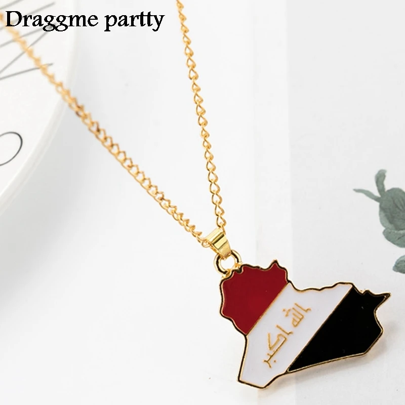 Цепочка с картой Республики Ирак кулон в форме флага патриотическое ожерелье