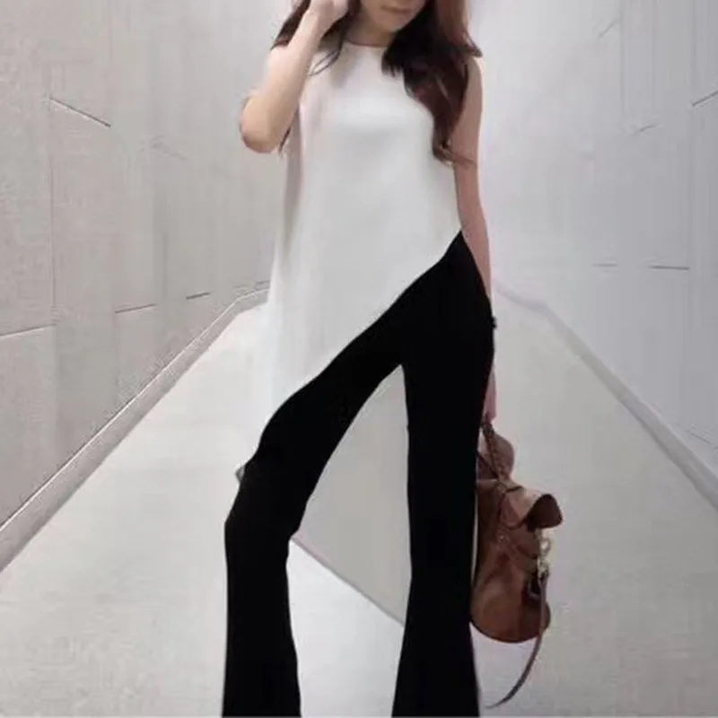 Блузка CHICEVER женская шифоновая рубашка с круглым вырезом без рукавов