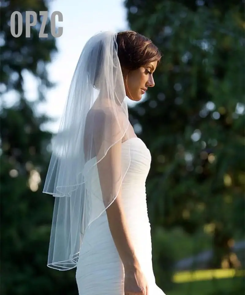 Новый стиль Модные простые классические 2 слоя короткая фата Красивые Свадебные