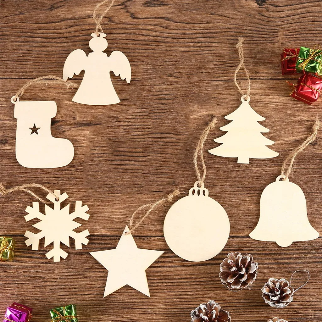 10 шт. милые деревянные подвески рождественские украшения подвесные в виде елки