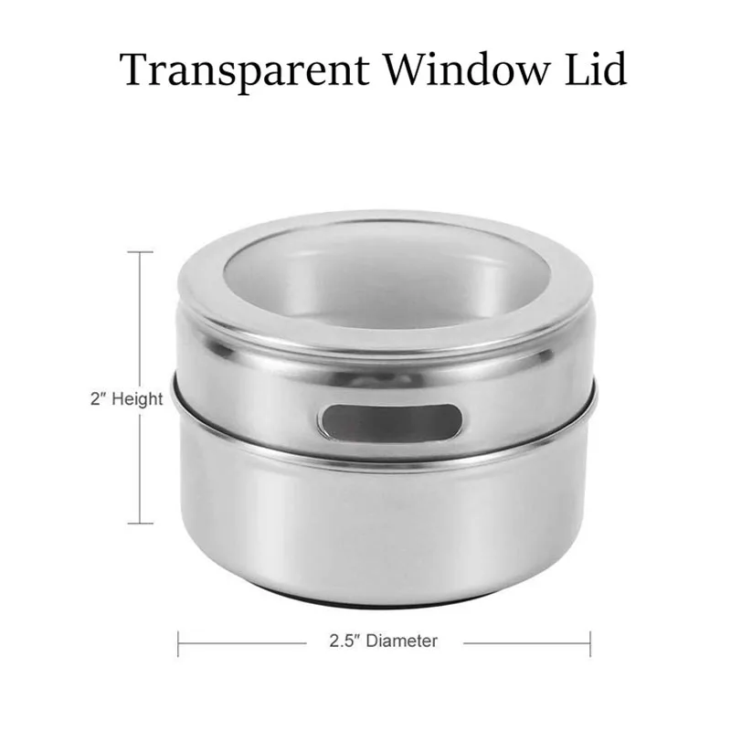 

Magnetic Spice Jars With Wall Mounted Rack Stainless Steel Spice Tins Spice Seasoning Containers With Spice Label KC0305